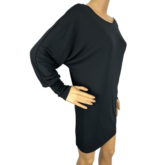 Zara Slouchy Long Sleeve Mini Dress Black Dolman Evening Open Back Size S - Picture 2 of 5